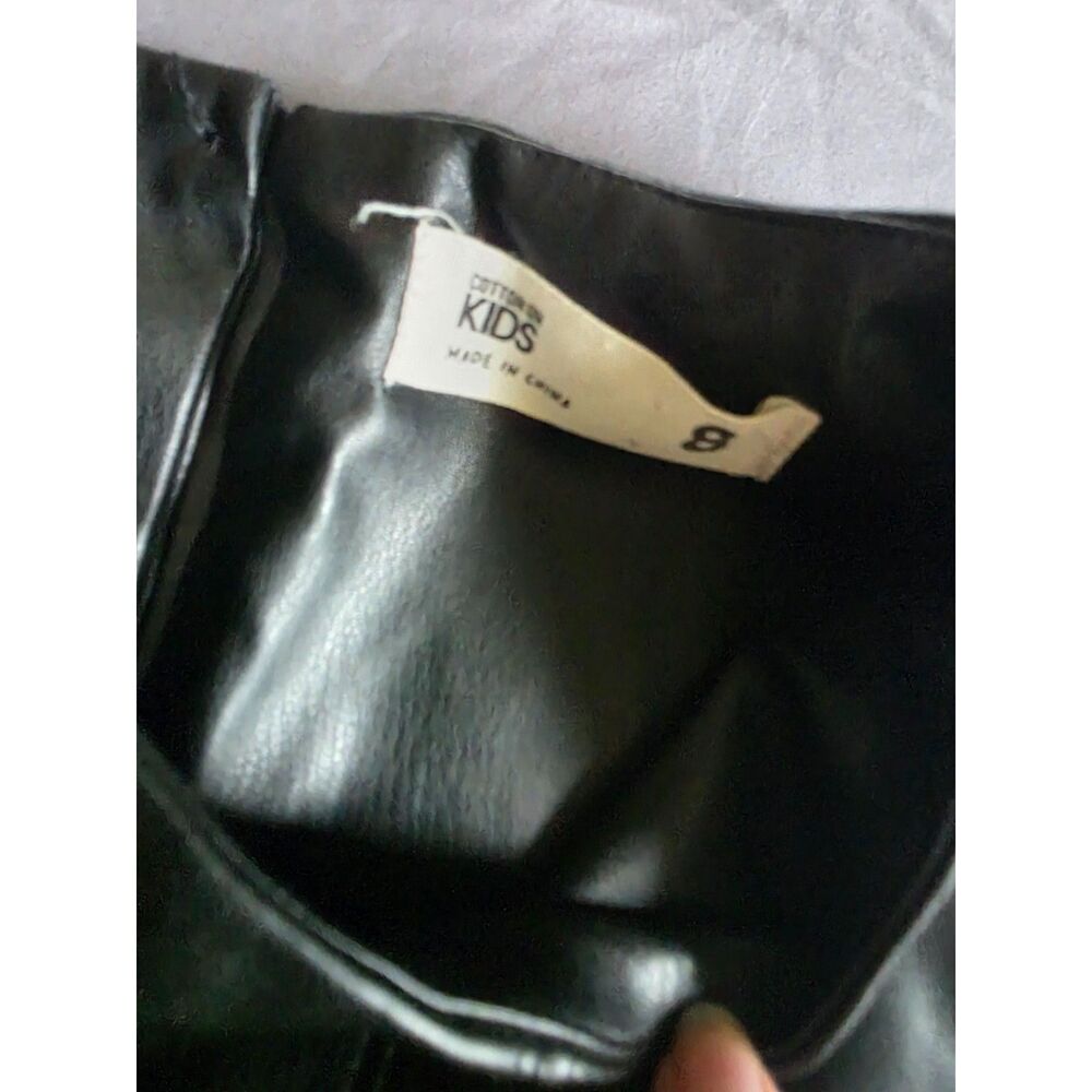 Cotton On Kids Faux Leather Black Pinafore Dress - Sleeveless - Size 8